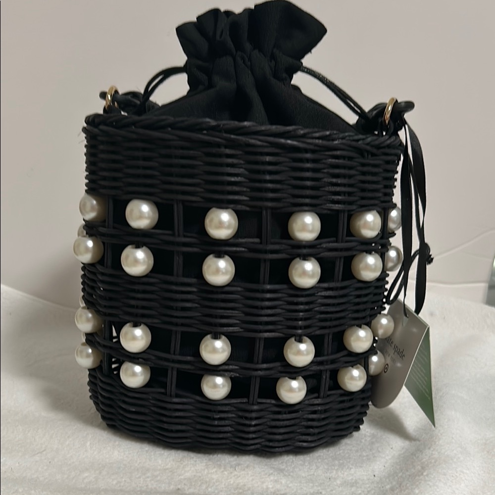 Kate Spade Black and White Mini Bag with Pearl Accents